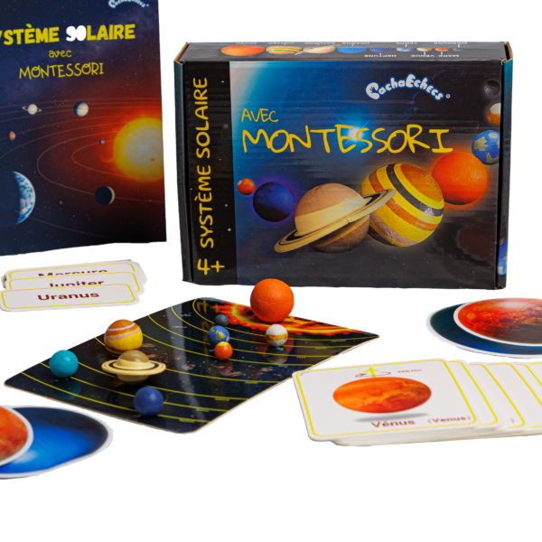 PACHA ECHECS® - Jeu de Planètes du Système Solaire Montessori - Matériel éducatif - Espace - Kit complet avec cartes et figurines miniatures - Maquette galaxie - Jouet sensoriel Planétarium - Astronomie – Image 4