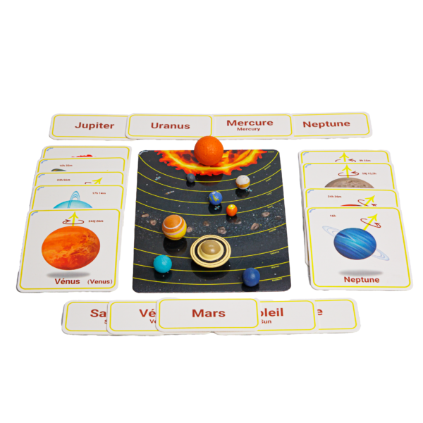 PACHA ECHECS® - Jeu de Planètes du Système Solaire Montessori - Matériel éducatif - Espace - Kit complet avec cartes et figurines miniatures - Maquette galaxie - Jouet sensoriel Planétarium - Astronomie – Image 5