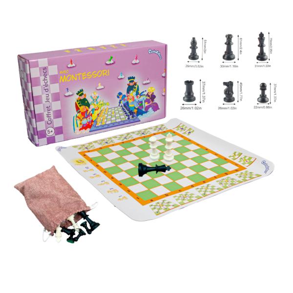 PACHA ÉCHECS® – Coffret Jeu d'Échecs Montessori Éducatif – Kit Complet Pièces, Échiquier Souple et Cahier d'Activités – Apprentissage Ludique - Chess game – Image 2