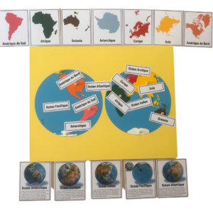 🌍🧩 Planisphère Puzzle en Bois Montessori - Découverte des Continents - Outil Pédagogique - Apprendre la Géographie