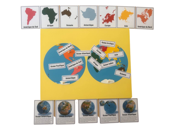 🌍🧩 Planisphère Puzzle en Bois Montessori - Découverte des Continents - Outil Pédagogique - Apprendre la Géographie